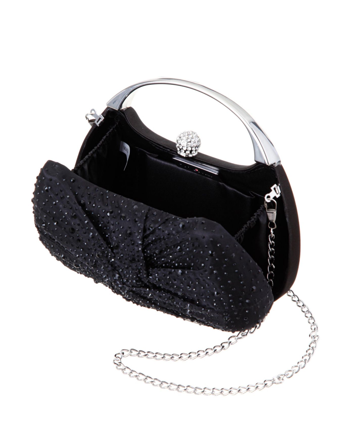 Женский клатч Nina Crystal Twist Chiffon and Satin Minaudiere Clutch, цвет: Чёрный — фото 4