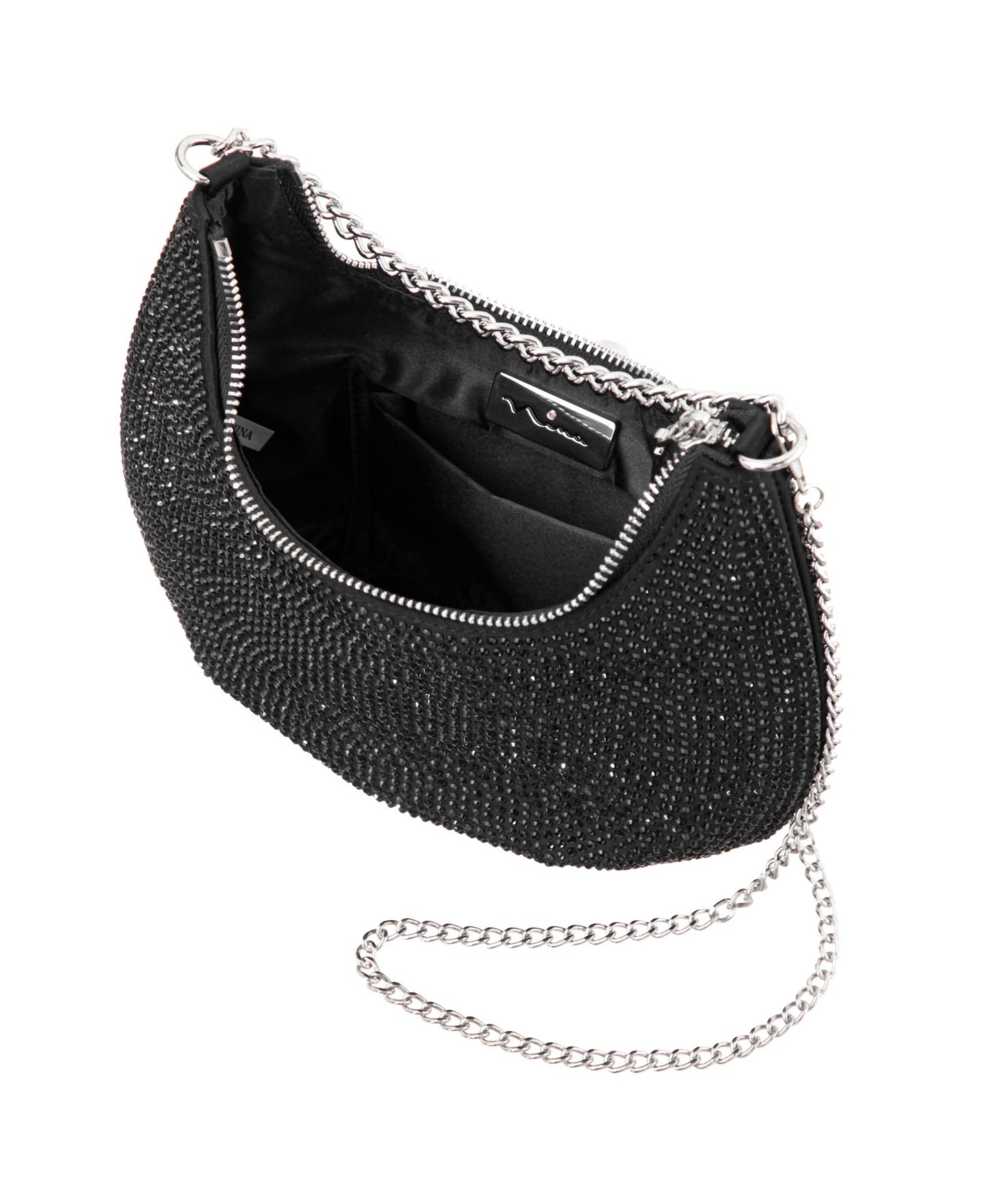 Женская сумка Nina All Over Crystal Crescent Moon Crossbody, цвет: Чёрный — фото 4