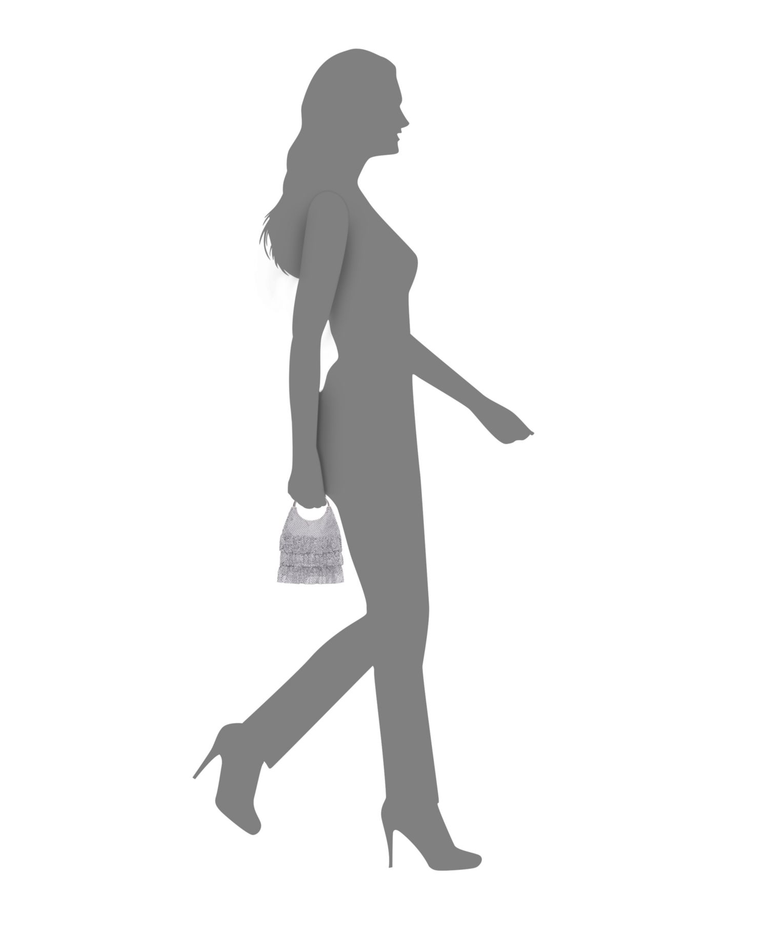 3-Tiered Crystal Mesh Ruffle Pouch Bag