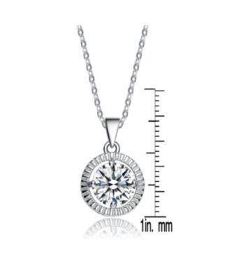 Cubic Zirconia Sterling Silver Gold Plated Classic Round Pendant