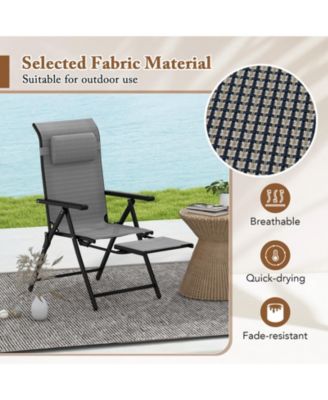 Folding Patio Chairs Set of 4 Lounge Chairs w/ 10-Level Adjustable Backrests