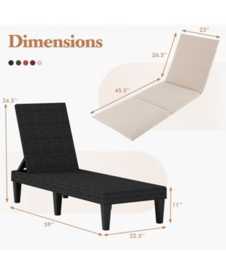 2PCS Patio Lounge Chair Recliner Chair w/ 3-Position Adjustable Backrest & Cushion