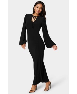 Women's Poet Sleeve Tie Neck Maxi Dress