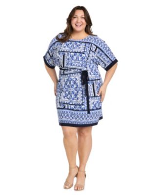 R & M Richards Plus Size Printed Blouson A-Line Dress - Macy's