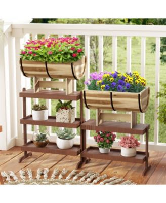 Outdoor Wooden Planter with Legs for Flower Herb Vegetable Fruit