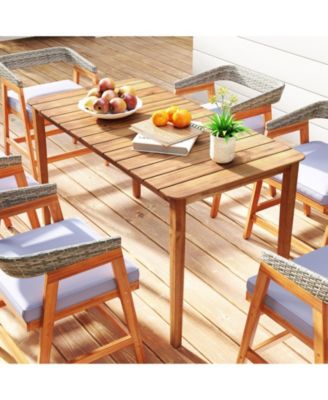 Rectangular Outdoor Dining Table Acacia Wood for 4-6 People
