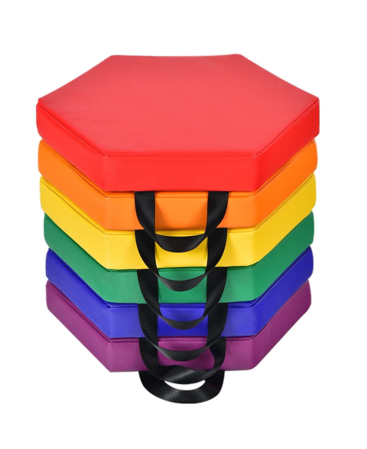 6 Pieces Multifunctional Hexagon Toddler Floor Cushions Classroom Seating with Handles