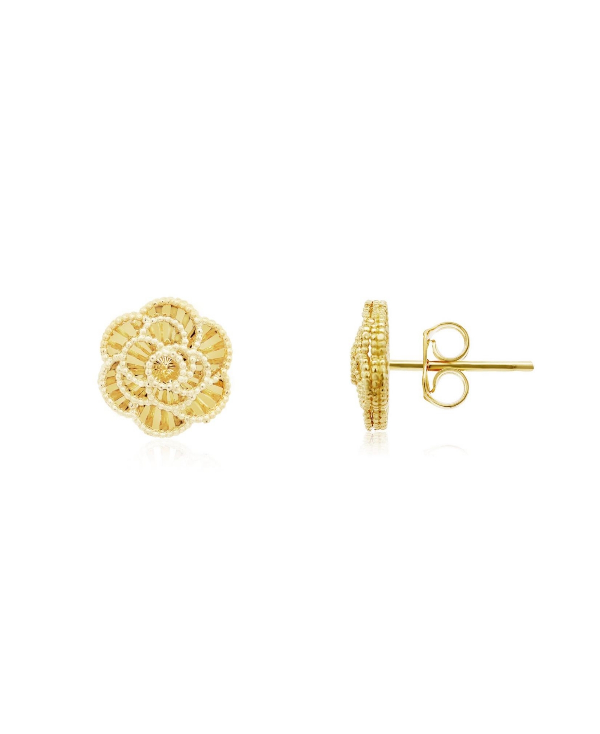 Gold Rose Stud Earrings 14K Gold - Gold