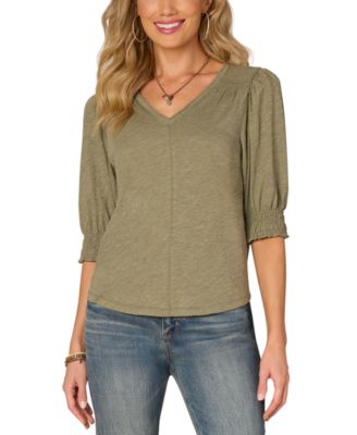 Democracy - Women's V-Neck Puff-Sleeve Top