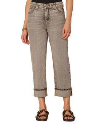Democracy Womens Absolution High Rise Cuffed Boyfriend Jeans 4p 16 In Brown