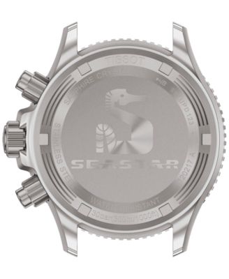 Men's Swiss Chronograph Seastar 1000 White Rubber Strap Watch 38mm