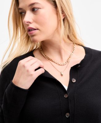 Women's Crewneck Button-Front Cardigan, Exclusively at Macy's