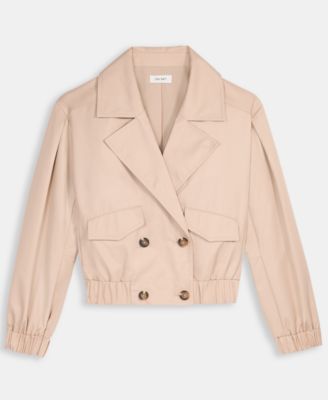 Women's Solid Cropped Trench Jacket, Exclusively at Macy's