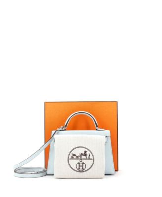 Pre-Owned Hermes Kelly 20 Handbag Blue Epsom with Palladium Hardware