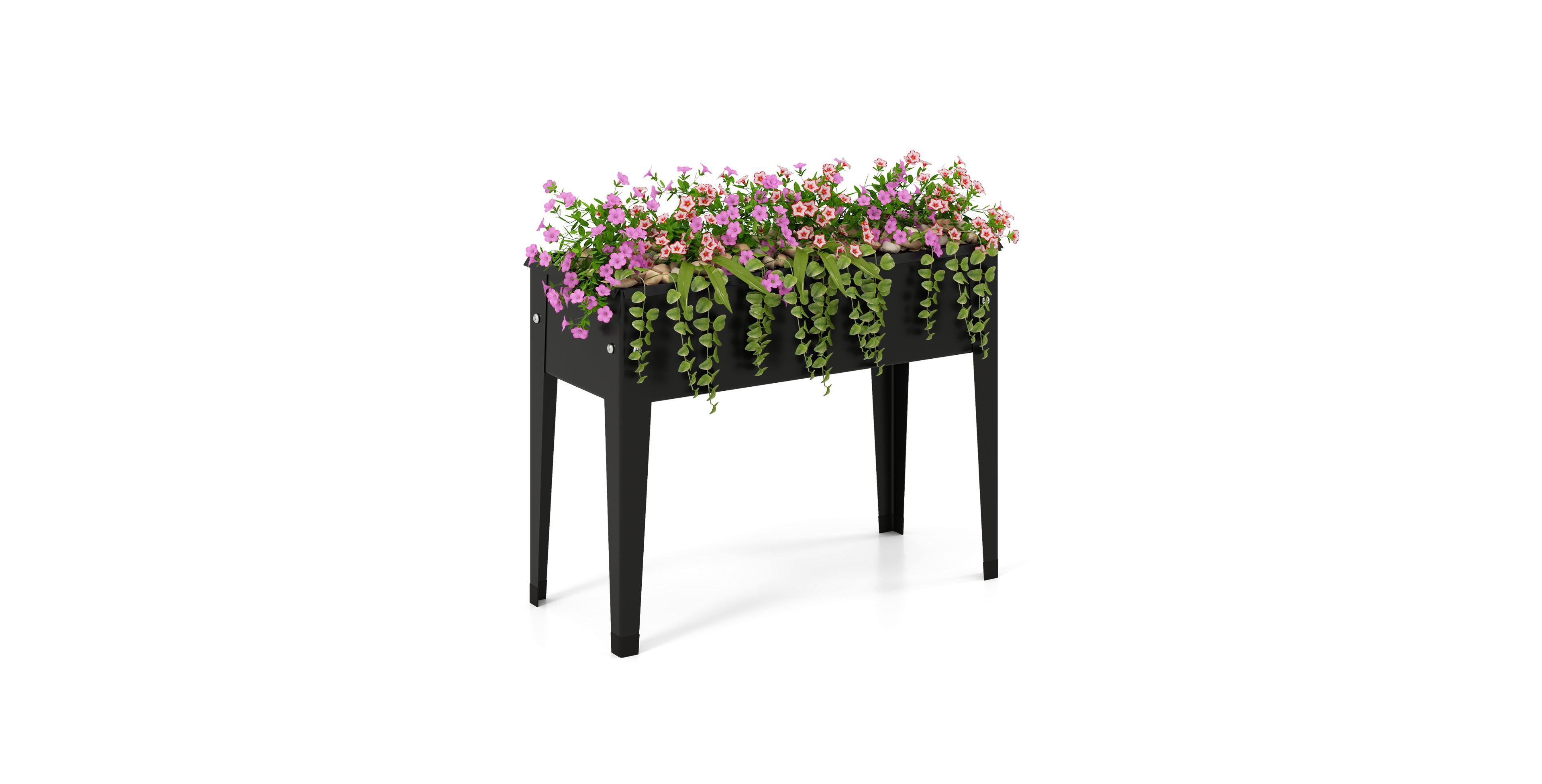 Raised Garden Bed Elevated Metal Planter Box with Legs Drainage Holes