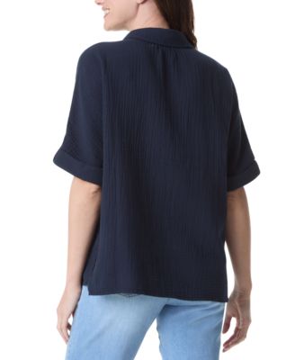 Women's Cotton Callista Roll-Tab Textured Top