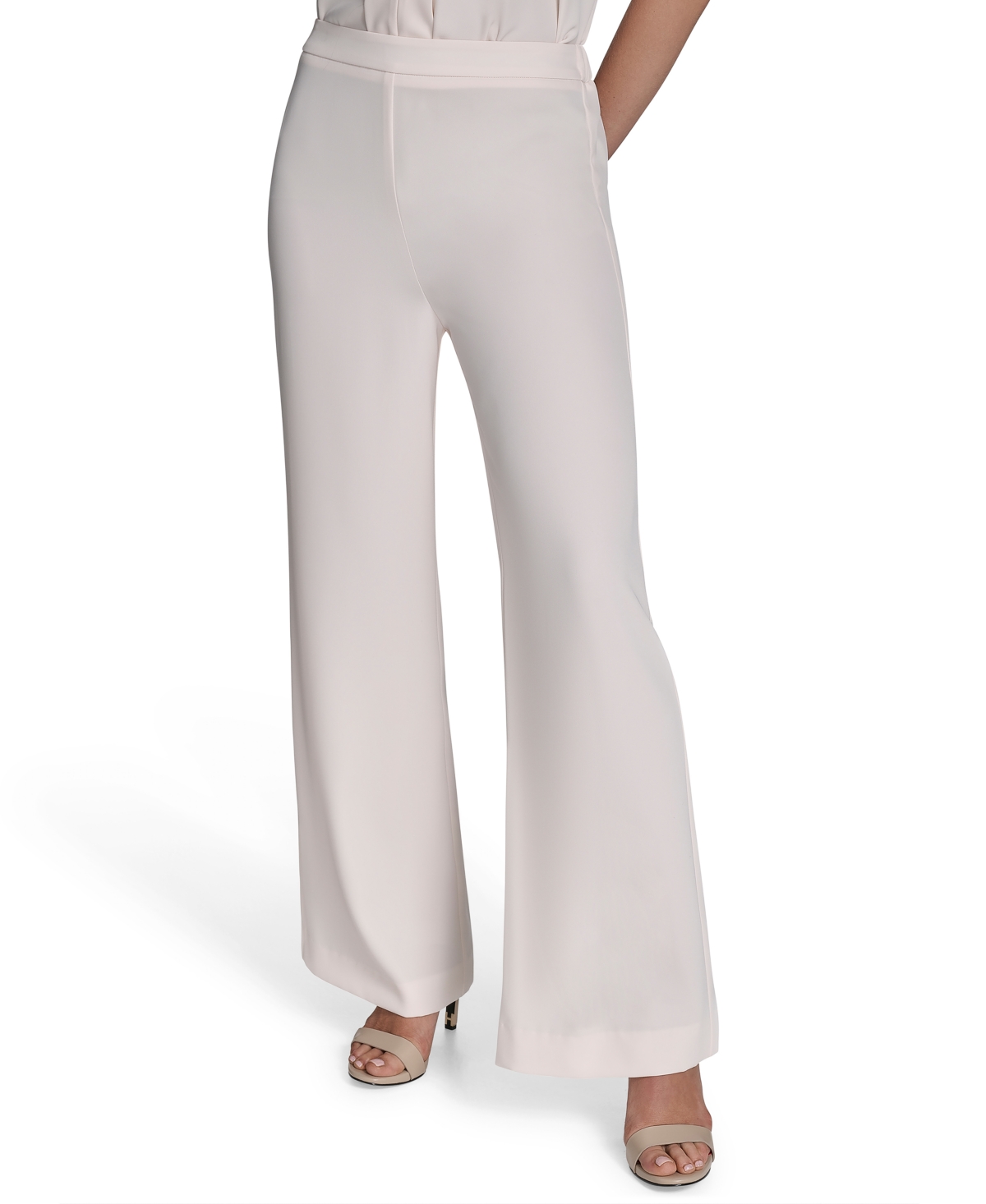 Women's Soft Suiting Wide-Leg Pull-On Pants - Vanilla