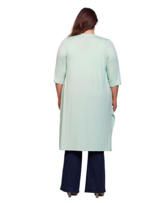 Plus Size Knee Length Duster Cardigan Sweater