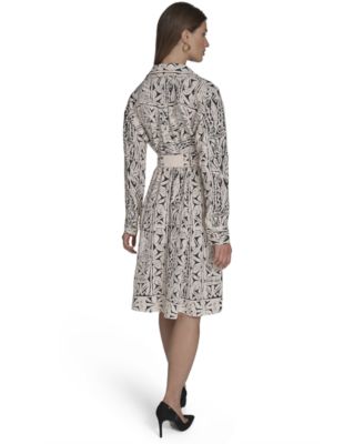 Women's Printed Commuter Tie-Waist Dress