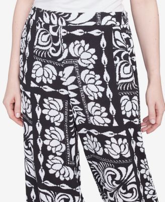 Petite Lotus Patchwork Crepe Capri Pants