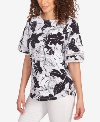 Petite Tropical Layered Print T Shirt