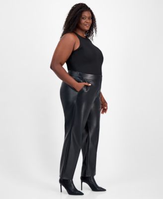 Trendy Plus Size Faux-Leather Pants, Macy's Exclusive