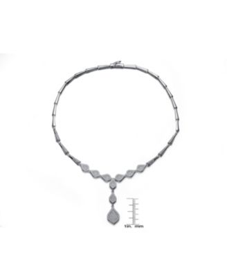 Sterling Silver Cubic Zirconia Micro Pave Dofee Drop Necklace