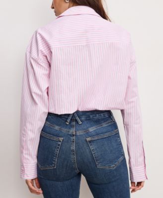 Women's Button-Front Poplin Bubble Shirt, Regular & Plus Size