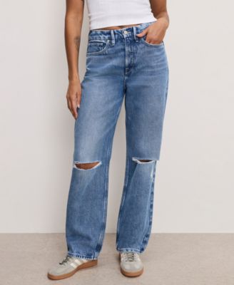 Women's Cotton 90s High-Rise Relaxed Distress Jeans, Regular & Plus Size