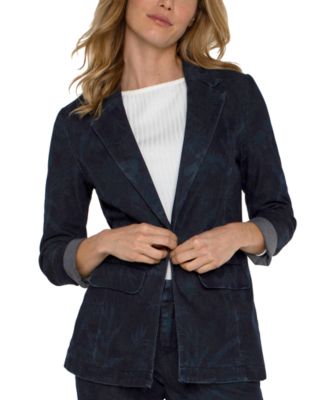 Women's Floral Denim Boyfriend Blazer