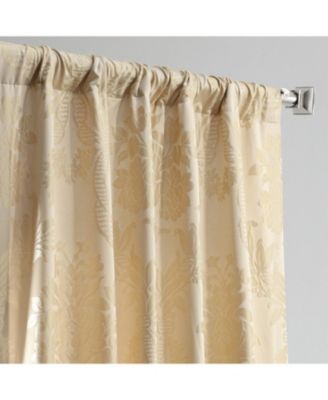 Magdelena Champagne Beige Damask Faux Silk Jacquard Room Darkening Curtain