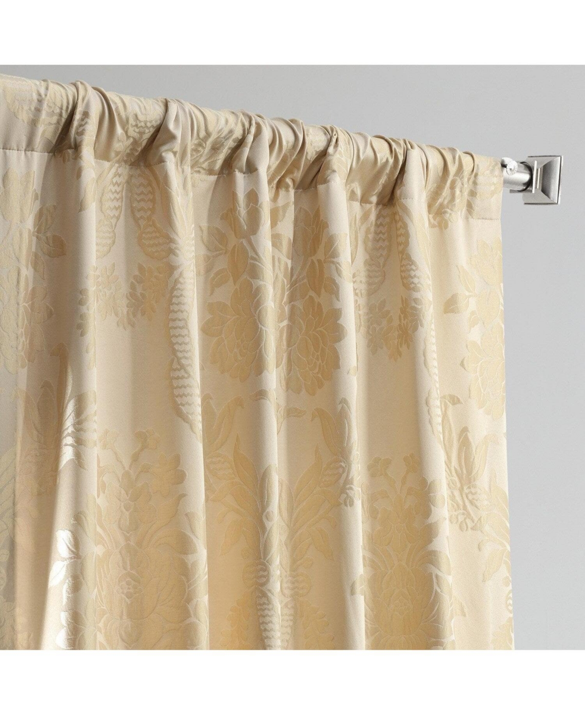 Half Price Drapes Magdelena Champagne Beige Damask Faux Silk Jacquard Room Darkening Curtain