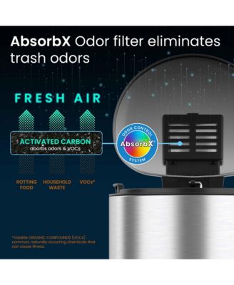 SoftStep Stainless Steel Semi-Round Step Trash Can with AbsorbX Odor Filter and Removable Inner Bucket