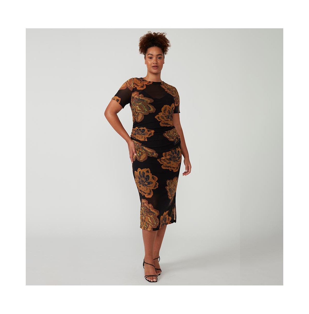 Glow Horizon Mesh Midi Dress - Print