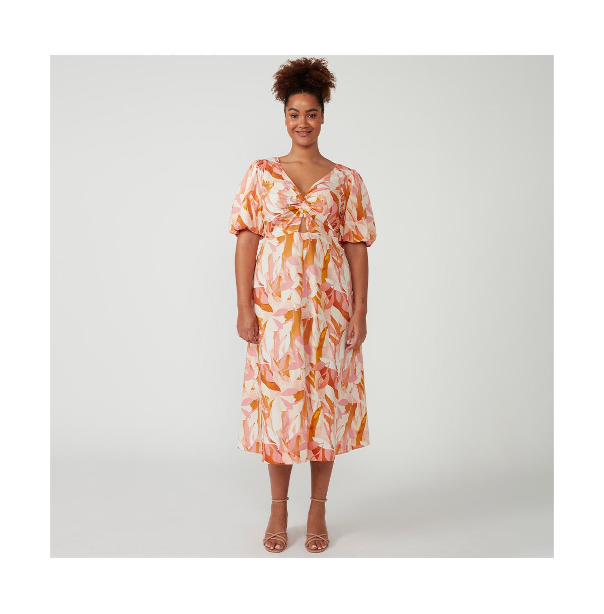Aura Cascade V-Neck Dress - Print