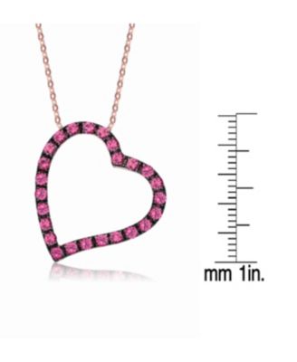 Sterling Silver with Round Cubic Zirconia Thick Open Heart Frame Necklace