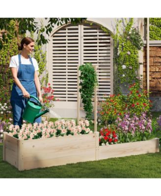 Raised Garden Bed with Trellis and 2 Elevated Planter Boxes for Space-Saving Vertical Gardening