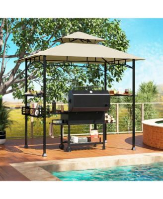 Outdoor Grill Gazebo with 2 Side Shelves and 10 Hooks