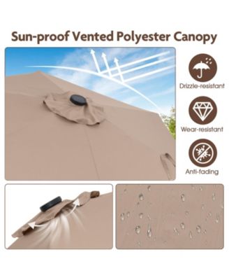 LED Lighted Solar Patio Umbrella with Crank Mechanism – Perfect for Backyard, Poolside, or Balcony