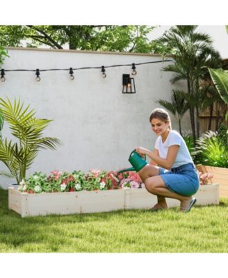 Raised Open-Ended Base Garden Bed with 2 Planter Boxes Divider
