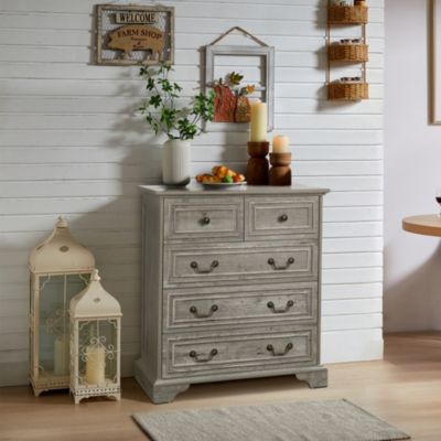 CASAINC Modern White 5 Drawer Dresser Bathrooom Cabinet Ample Storage Wide Chest of Drawers