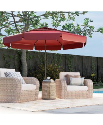 Solar Patio Umbrella with 3-Tier Vented Canopy for Outdoor Tables and Seating
