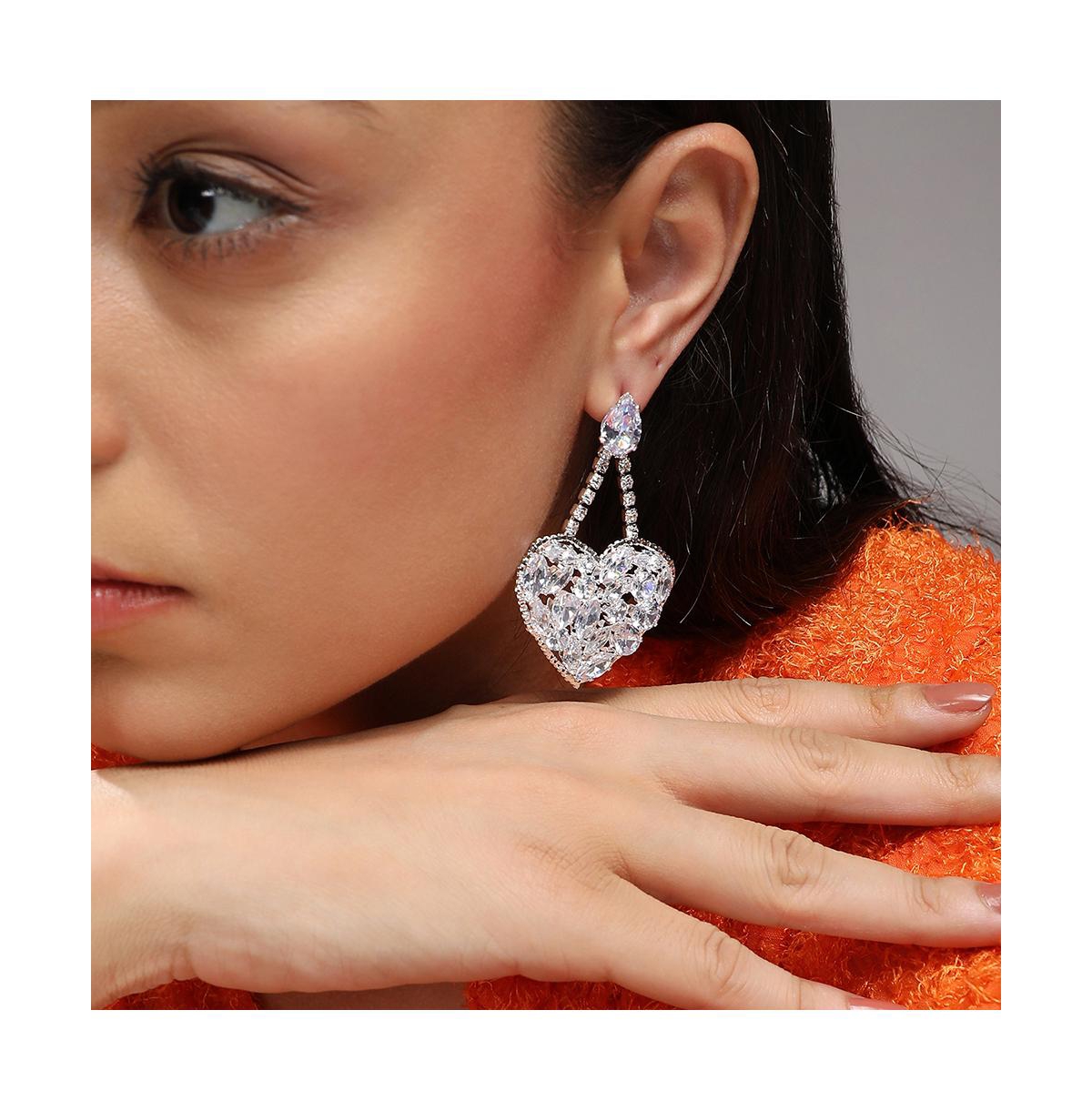 Sohi Women's Heart Drop Earrings