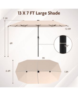 Slickblue Large Patio Umbrella with LED Solar Lights and Crank Handle