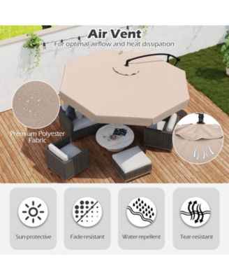 Patio Cantilever Umbrella with Cover Tilt Adjustment and Ruffled Edge