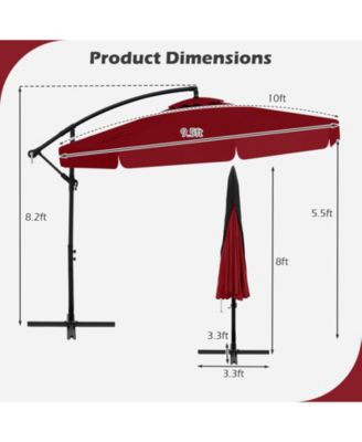 Patio Cantilever Umbrella with Cover Tilt Adjustment and Ruffled Edge