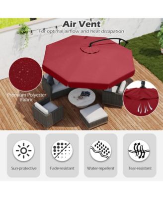 Patio Cantilever Umbrella with Cover Tilt Adjustment and Ruffled Edge