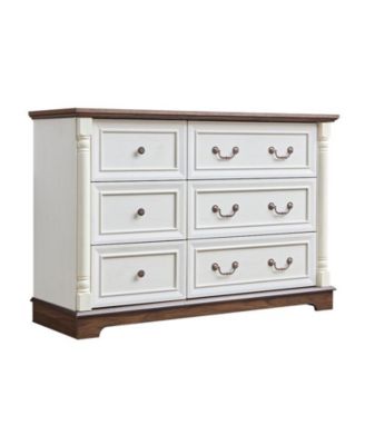 Farmhouse Style 6 Drawer Dresser Chest With Base Wooden Rustic Chest Of Drawers Storage Dresser Organizer For Bedroom Living Room