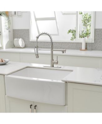 Contemporary Single Handle Pull-Down Spring Faucet with Sprayer and Deck Plate Commercial Kitchen Faucet