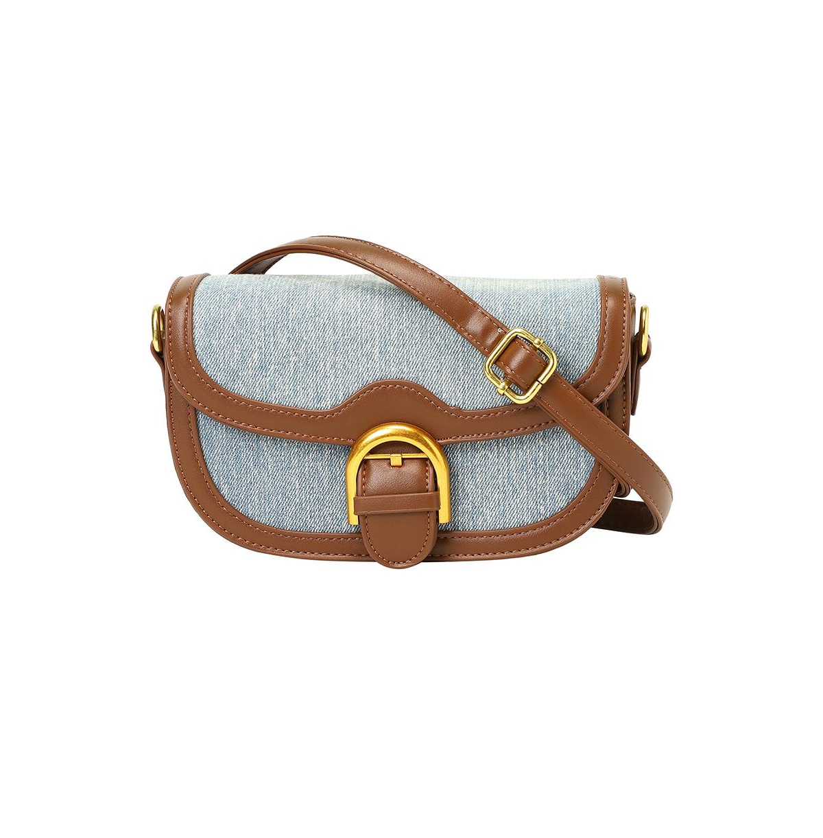 Women's The Denim Curve Shoulder Bag - Indigo Blue - Blue